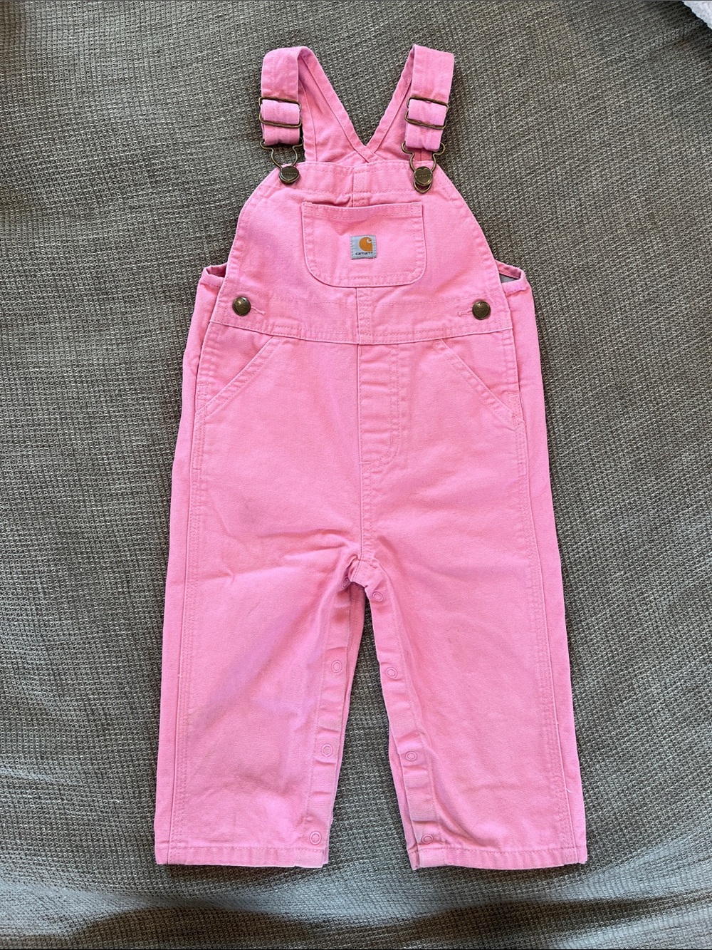 Carhartt Pink Kids Overalls with Adjustable Straps